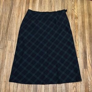 Plaid Midi Skirt in Black and Green